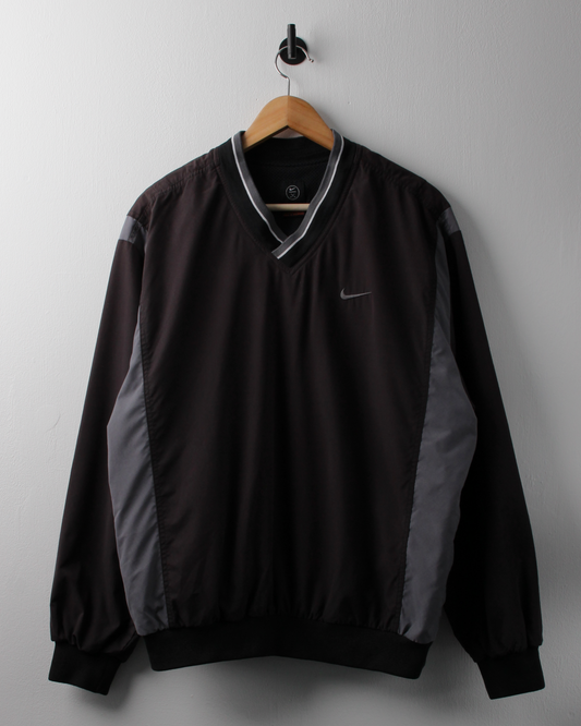 00s Nike Black & Grey V-Neck Windbreaker (M)