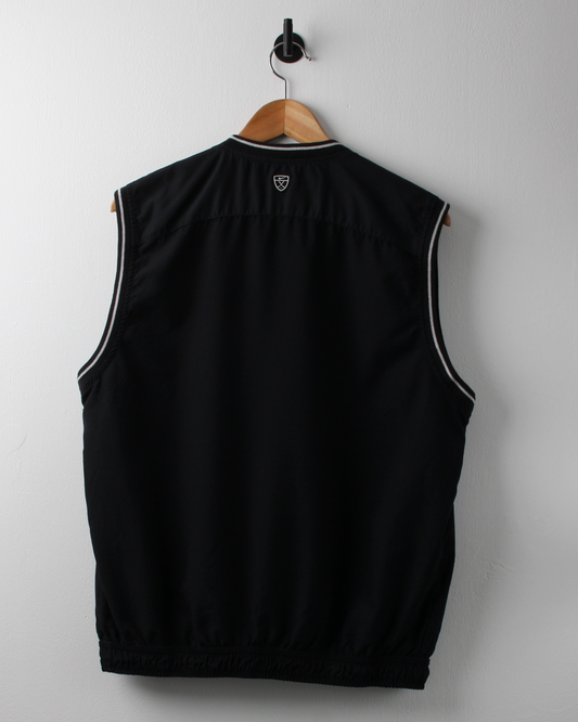 00s Nike Shield Logo Black Windbreaker Golf Vest (S)