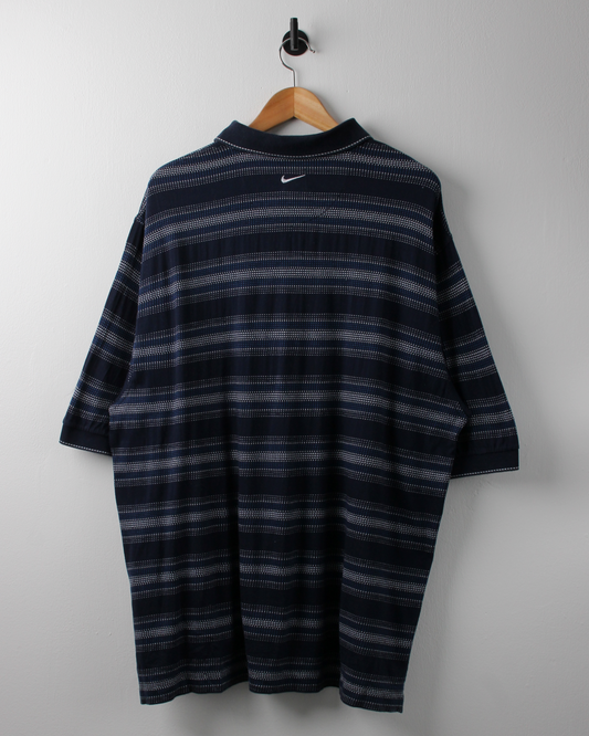 90s Nike Blue Striped Polo (XL)