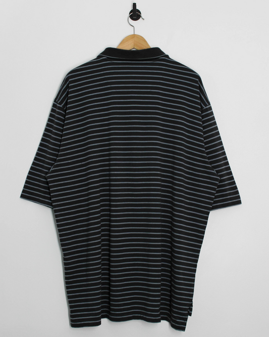 00s Nike Black Striped Polo-Shirt (XXL)