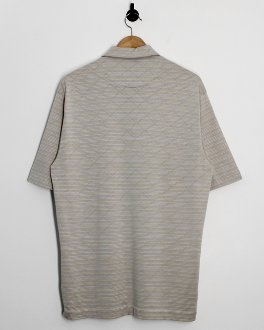 00s Nike Tiger Woods Beige Patterned Polo-Shirt (M)