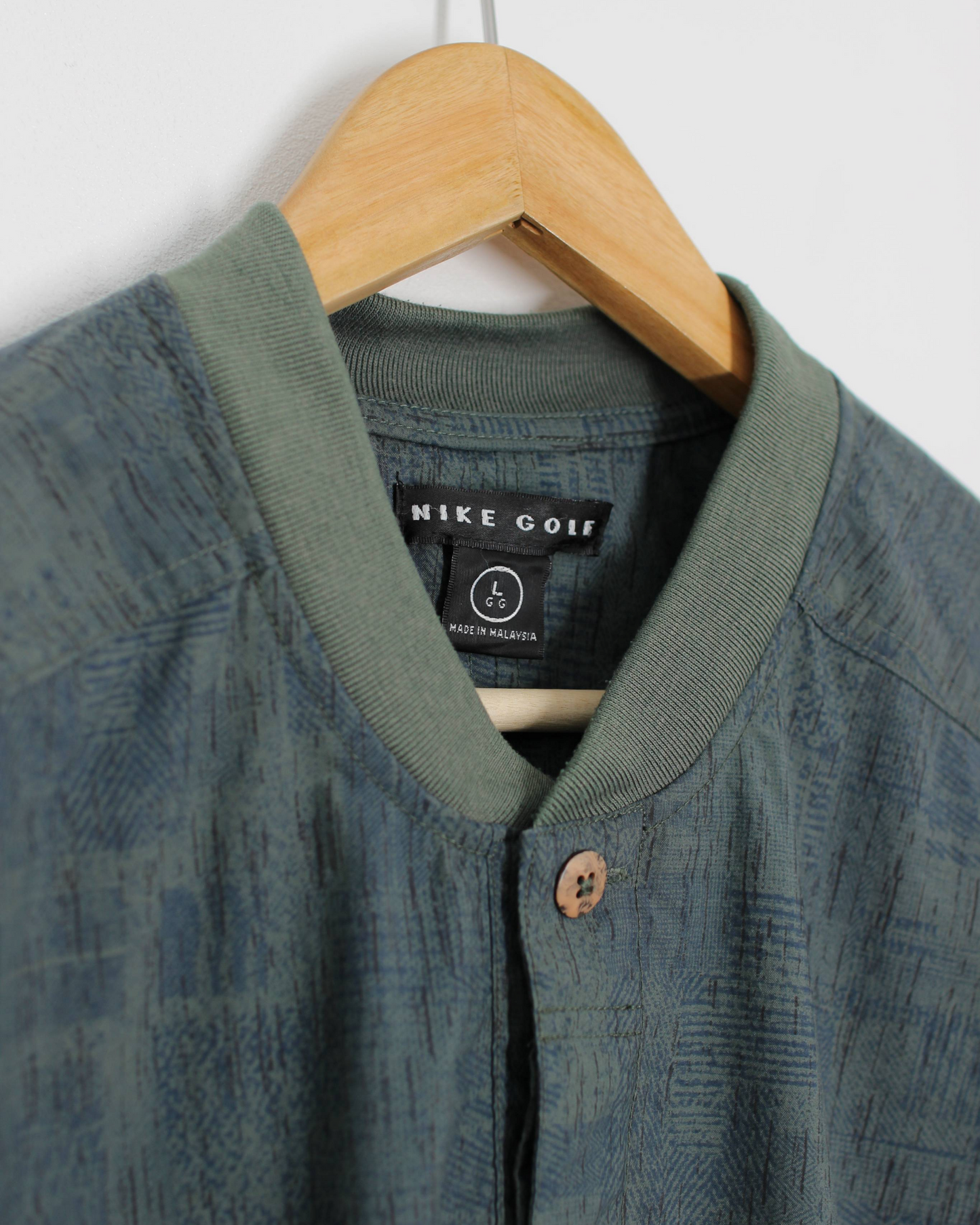 90s Nike Green Abstract Buttoned Windbreaker (L)