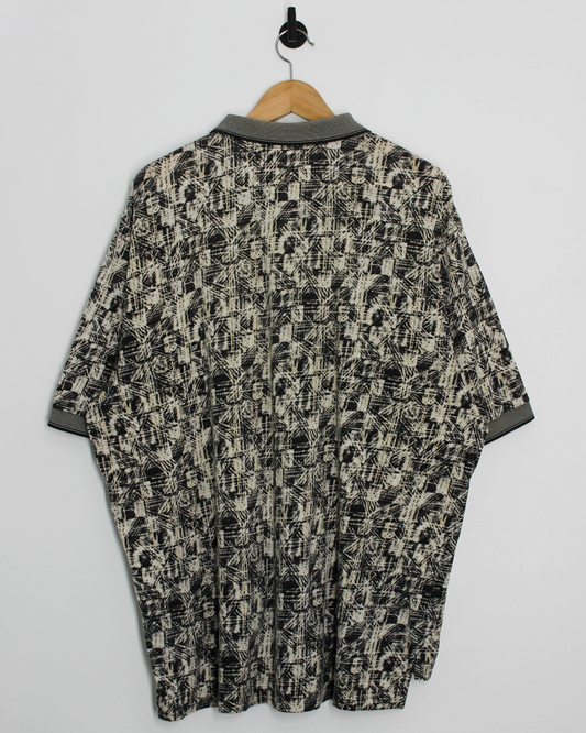 90s Nike Black/Cream Abstract Polo-Shirt (XL)