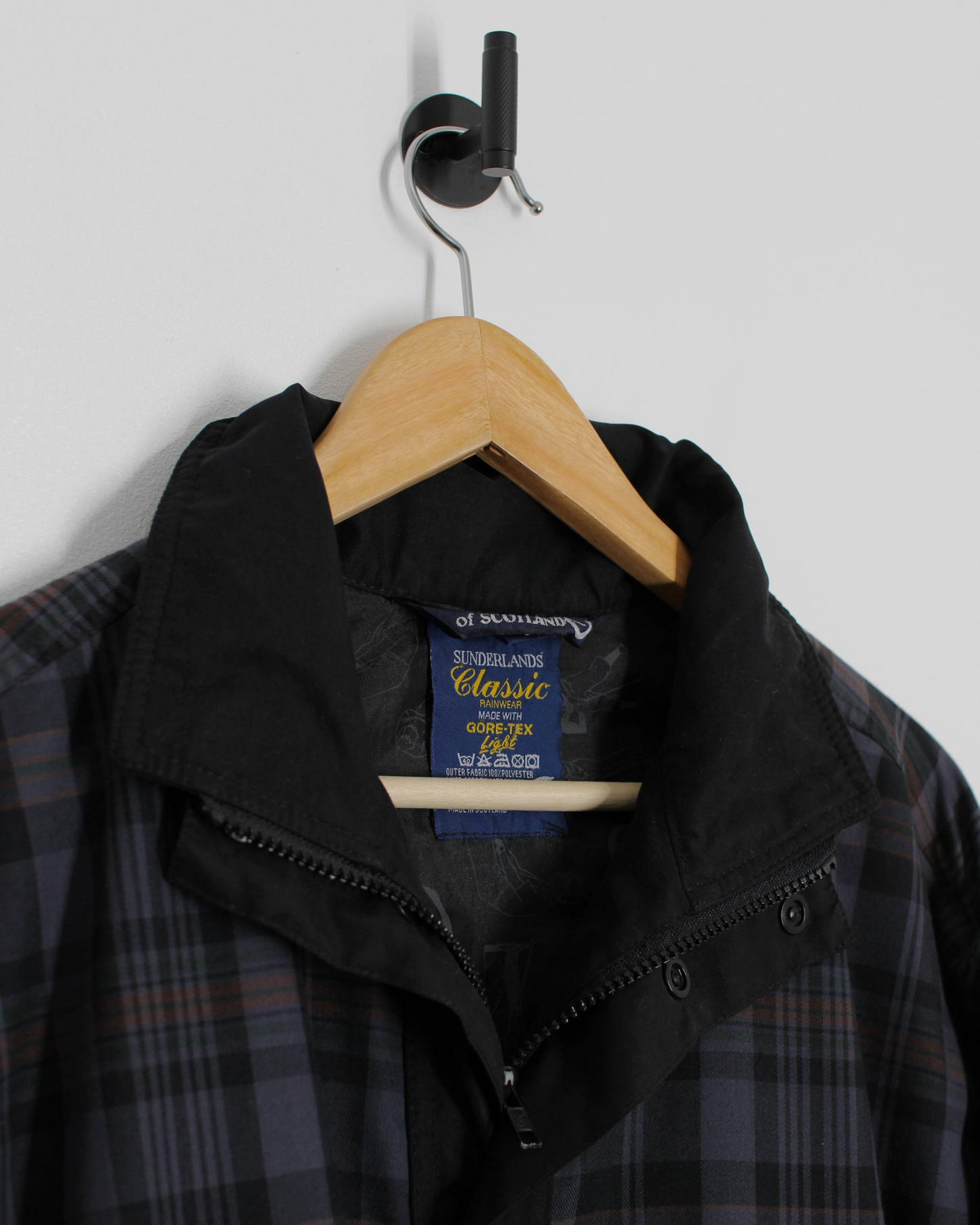 00s Sunderland Of Scotland Grey/Black Plaid Tartan Full Zip Jacket (XL)