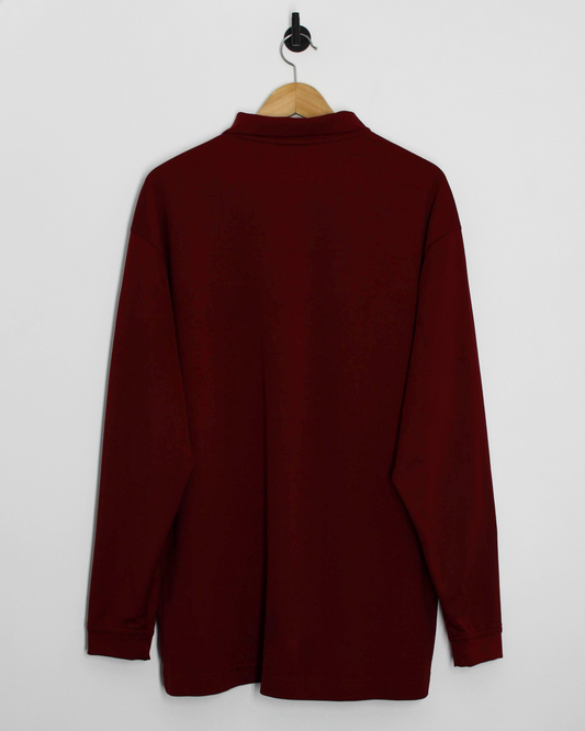 00s Nike Burgundy Long Sleeve Polo-Shirt (XL)
