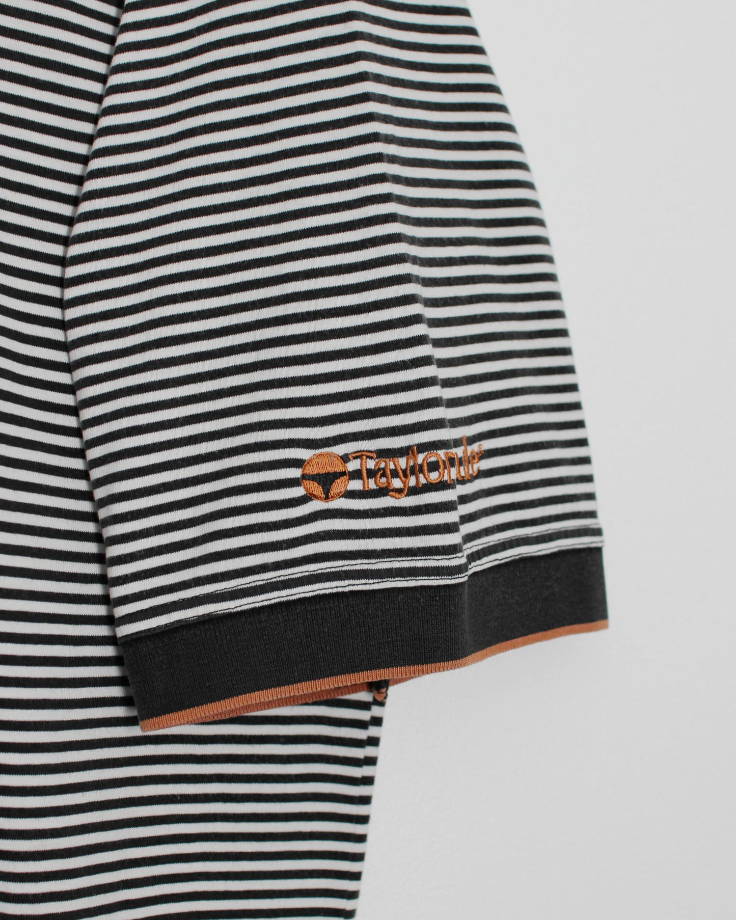 90s TaylorMade Black/White Striped Polo-Shirt (L)