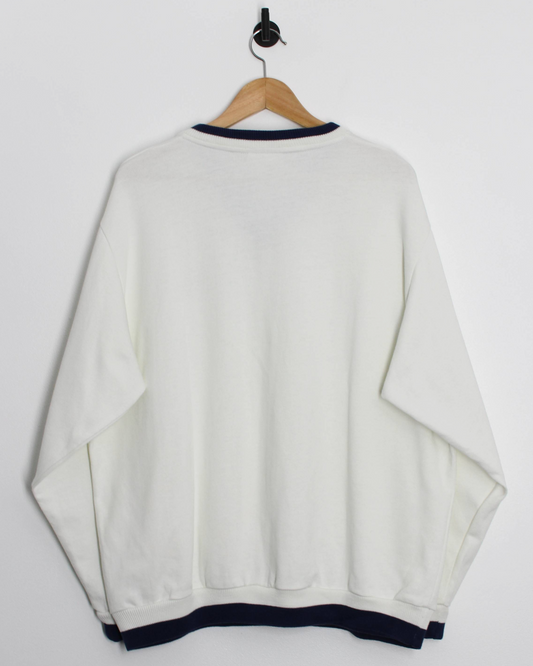 90s Mizuno White V-Neck Sweatshirt (L)