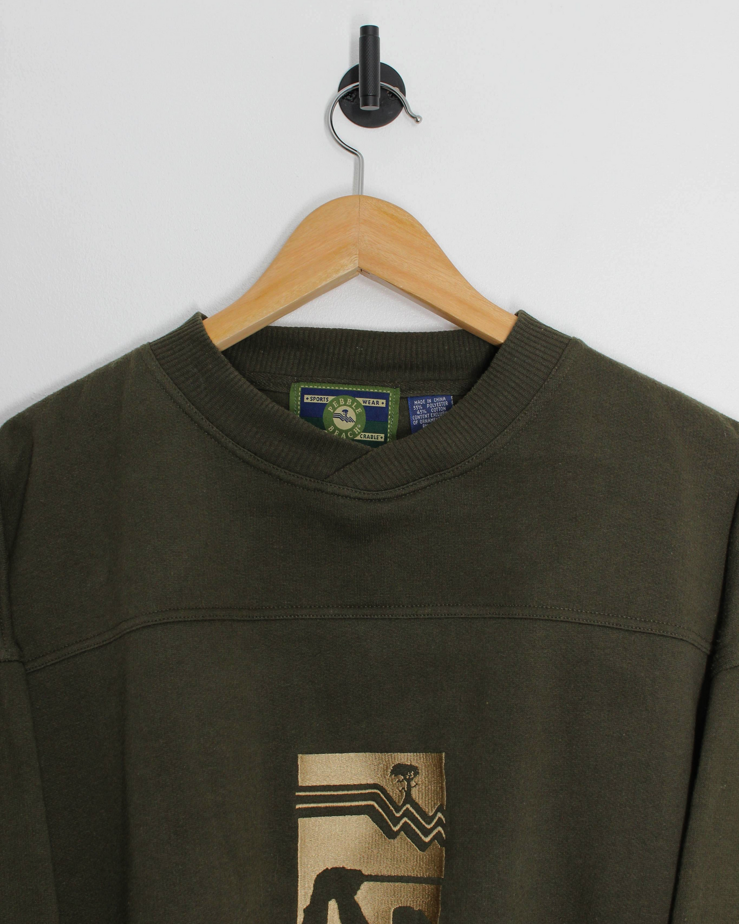 90s Pebble Beach Khaki Green Crewneck Sweatshirt (L)