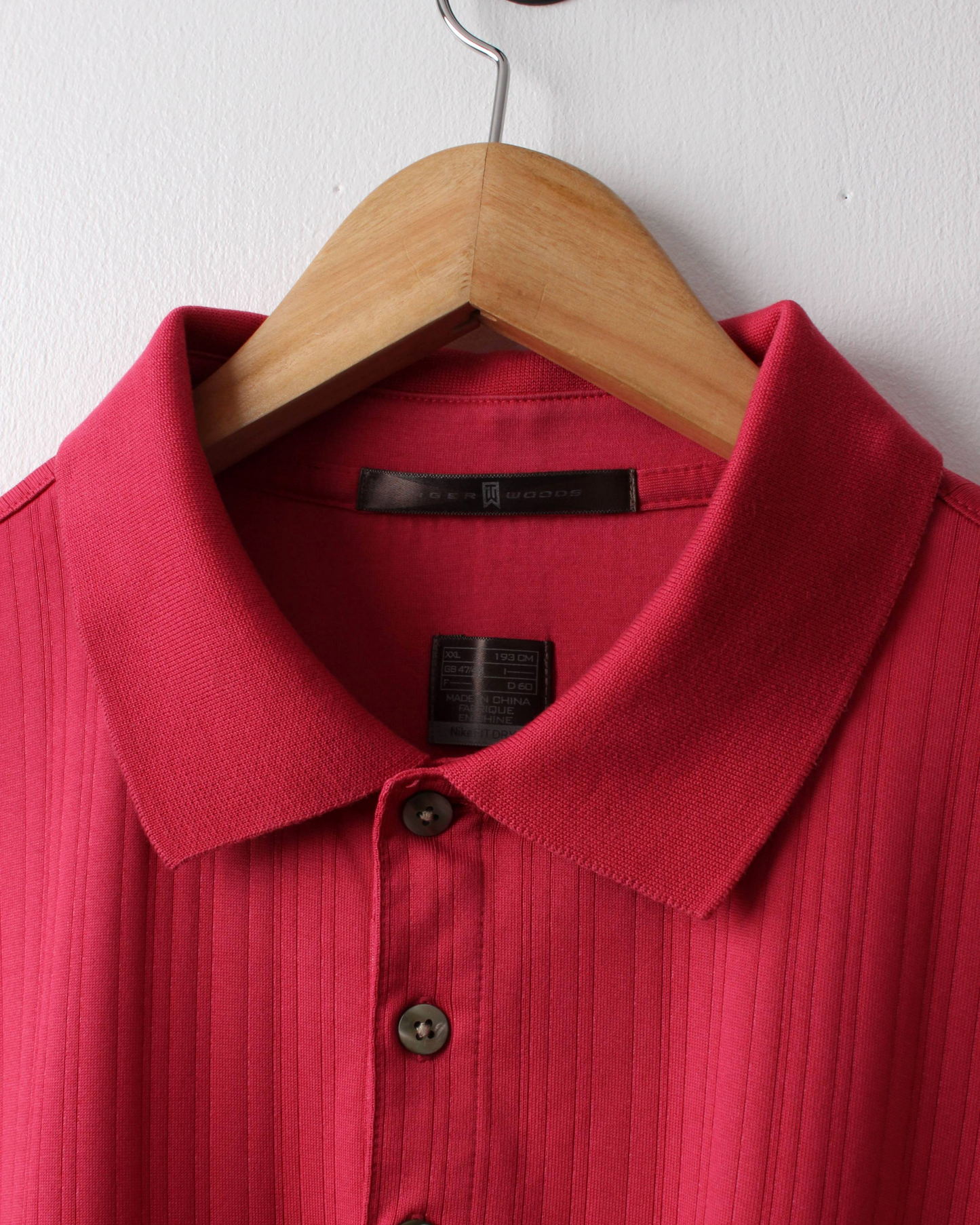 00s Nike Tiger Woods Pink Textured Polo (XXL)