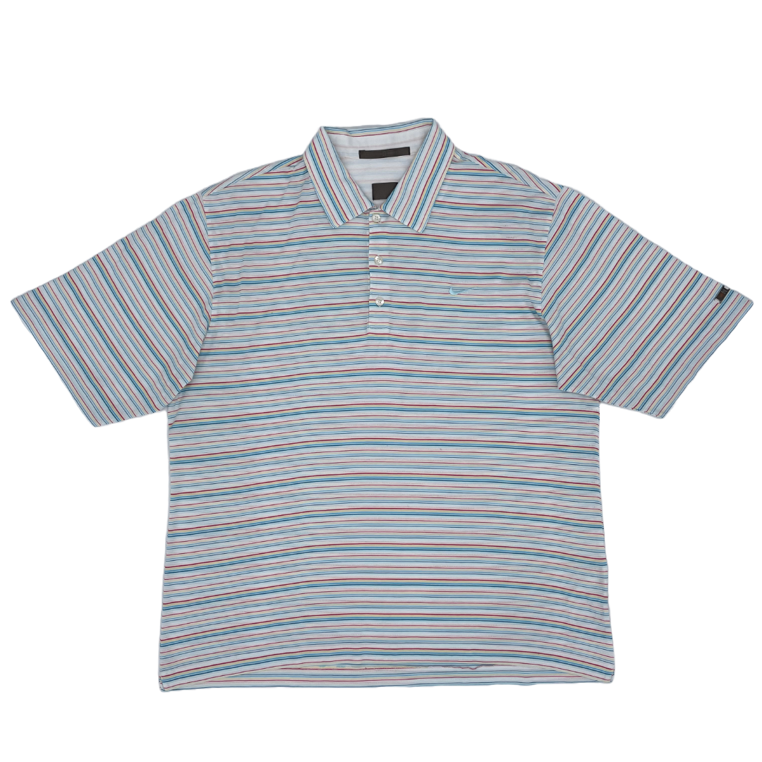 Nike Tiger Woods Multicolour Striped Polo Shirt M Generation Mulligan