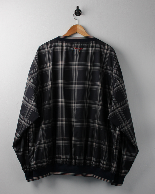 90s Greg Norman Navy & Cream Plaid Windbreaker (XL)