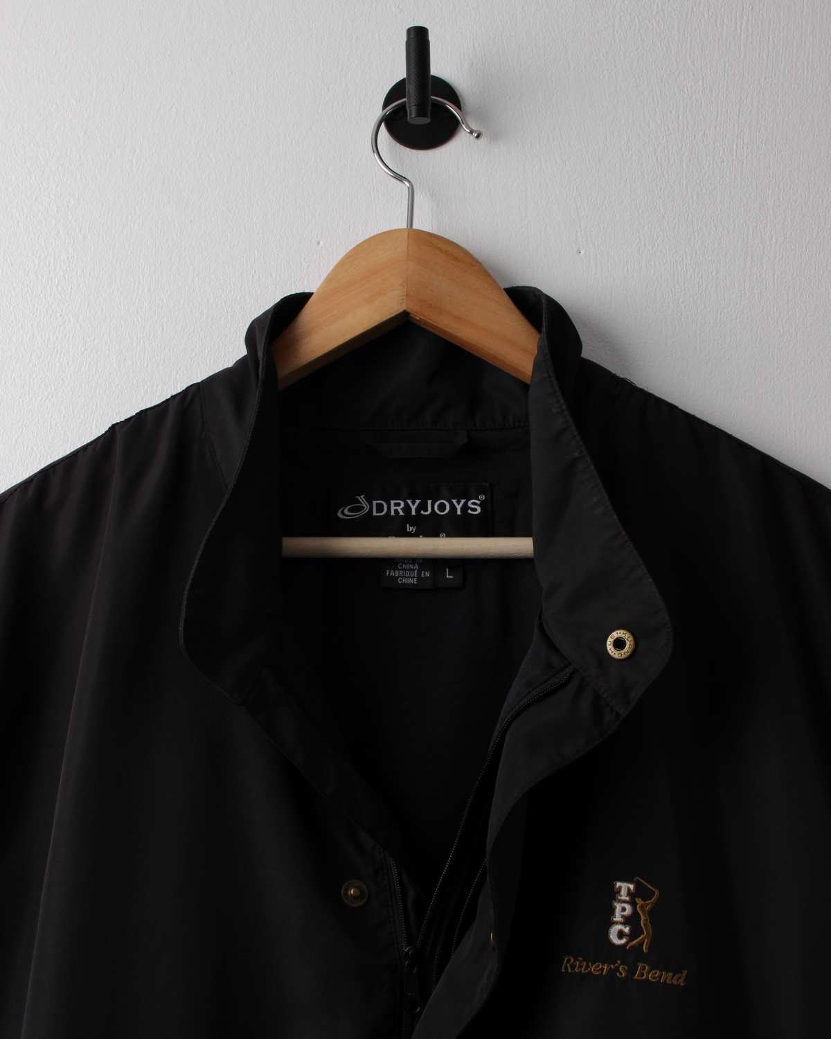 90s FootJoy TPC River’s Bend Black Windbreaker Golf Vest (L)