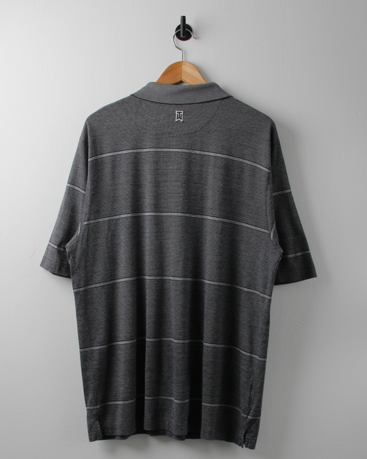 00s Nike Tiger Woods Collection Grey Striped Polo (L)