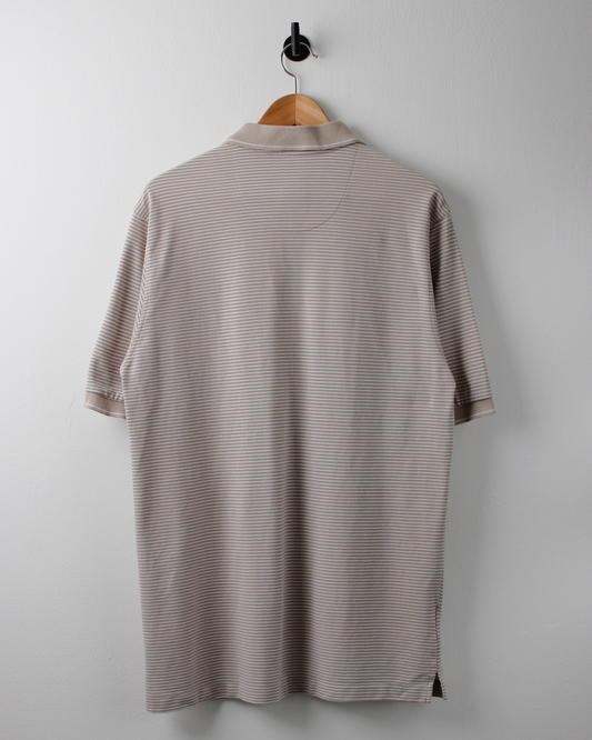 00s Nike Beige & Cream Striped Polo (L)