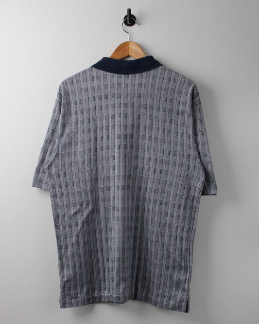00s Nike Navy Geometric Pattern Polo (S)