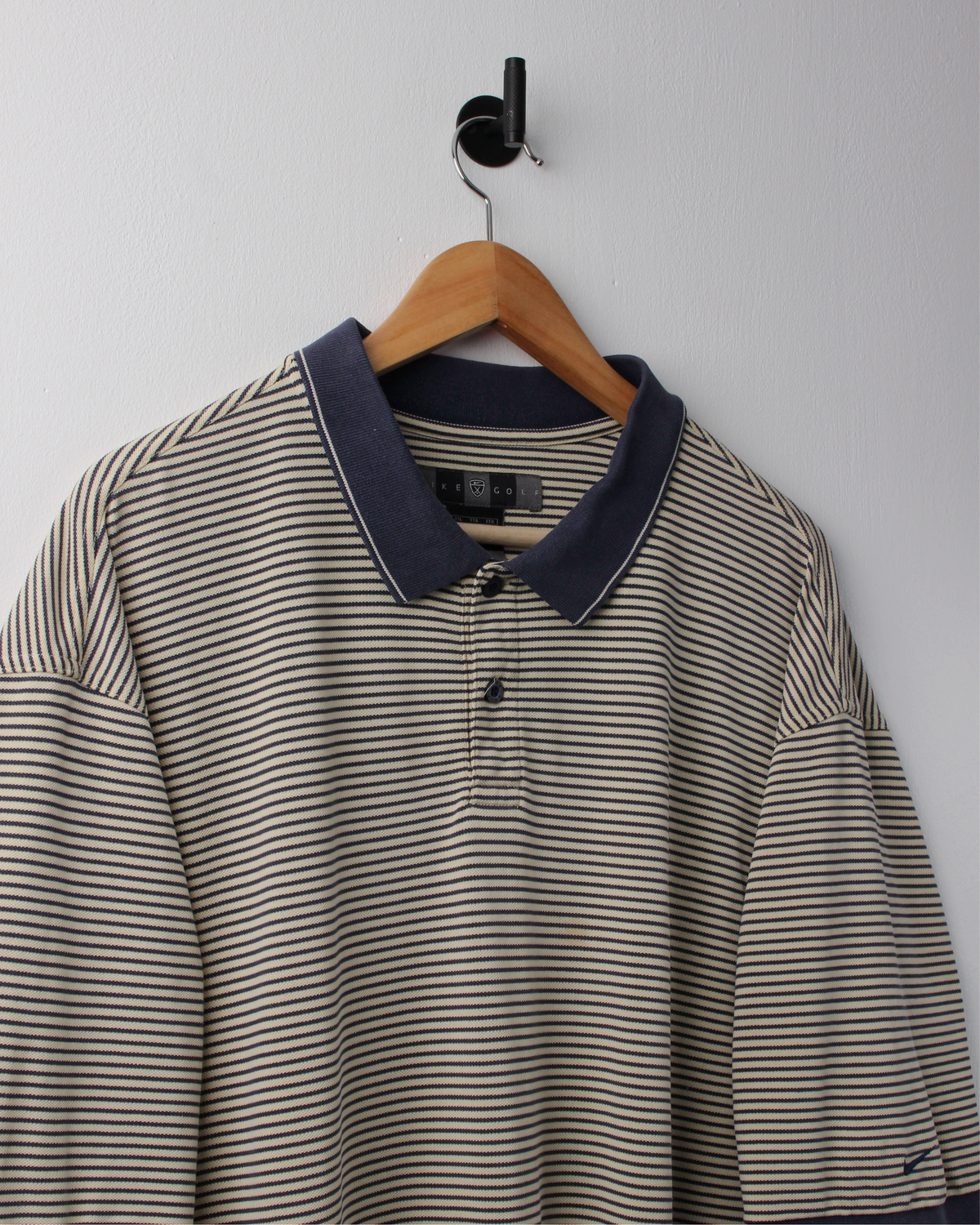 00s Nike Yellow & Navy Striped Polo (XL)
