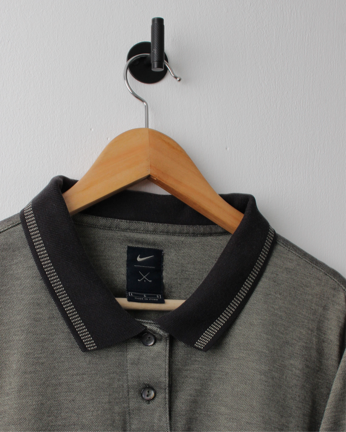 90s Nike Grey Micro Pattern Polo (S)
