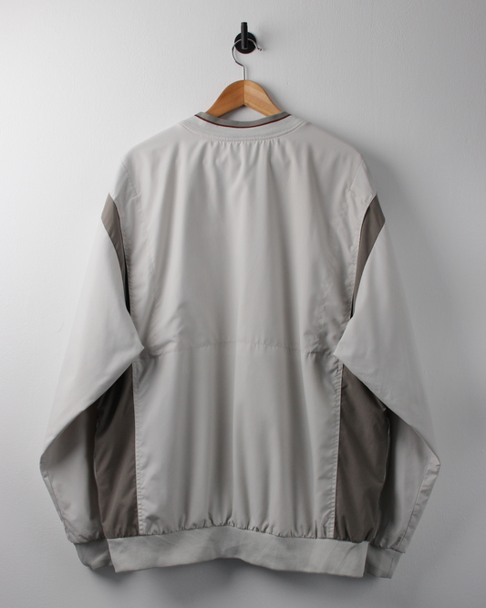00s Nike Cream & Green V-Neck Windbreaker (XL)