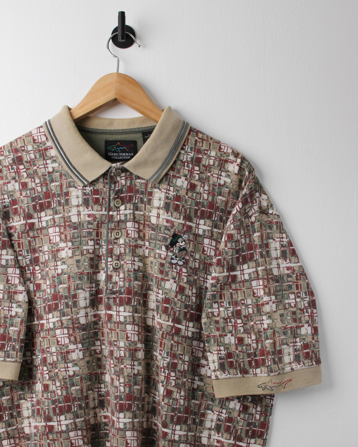 90s Greg Norman Mickey Mouse Graphic Abstract Polo (L)