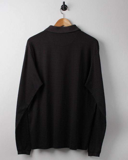 00s Nike Tiger Woods Black Textured Long Sleeve Polo (M)