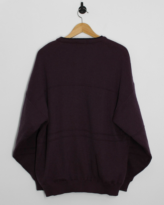 90s LXIV “GOLF” Embroidered Plum Crewneck Knit (XL)