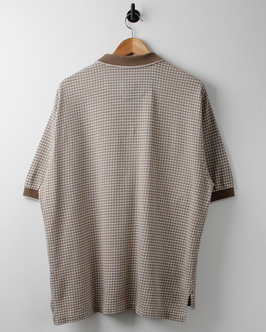 90s Nike Gold & White Geometric Polo (L)