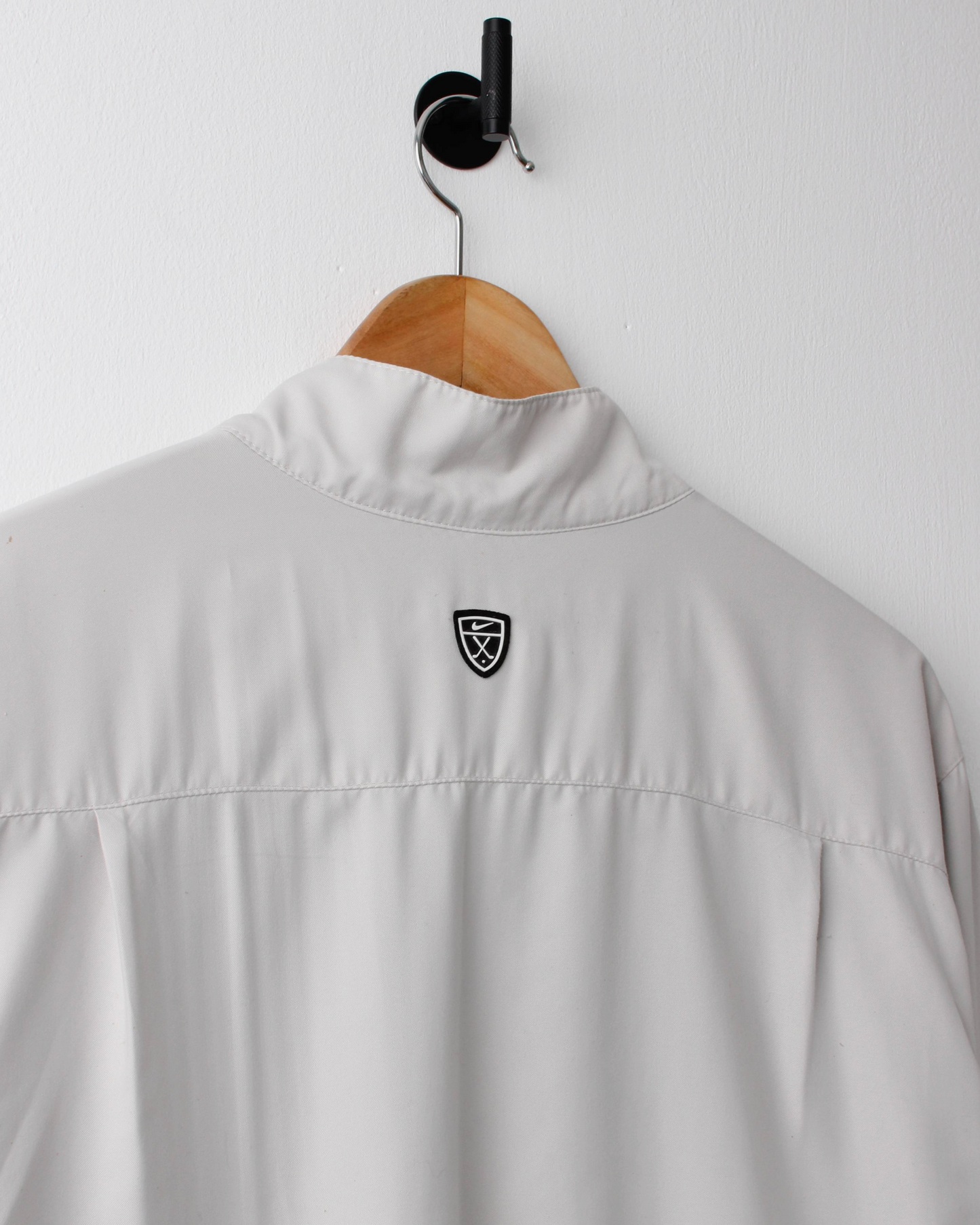 00s Nike Shield Logo Cream Short Sleeve Windbreaker (L)