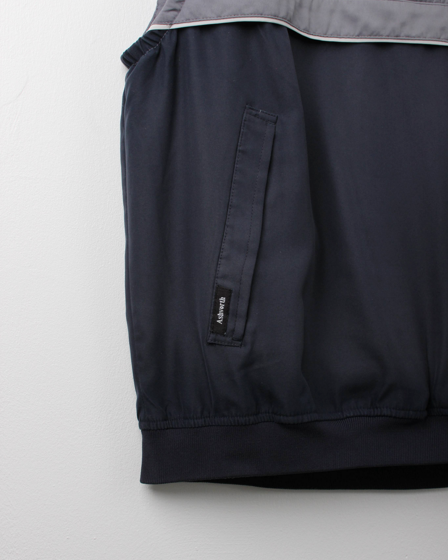 00s Ashworth Grey/Navy Quarter Zip Golf Vest (M)