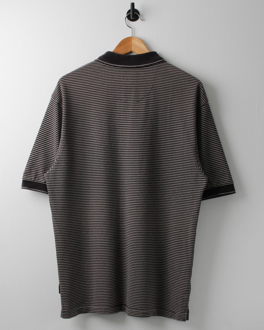 00s Nike Black & White Striped Polo (S)
