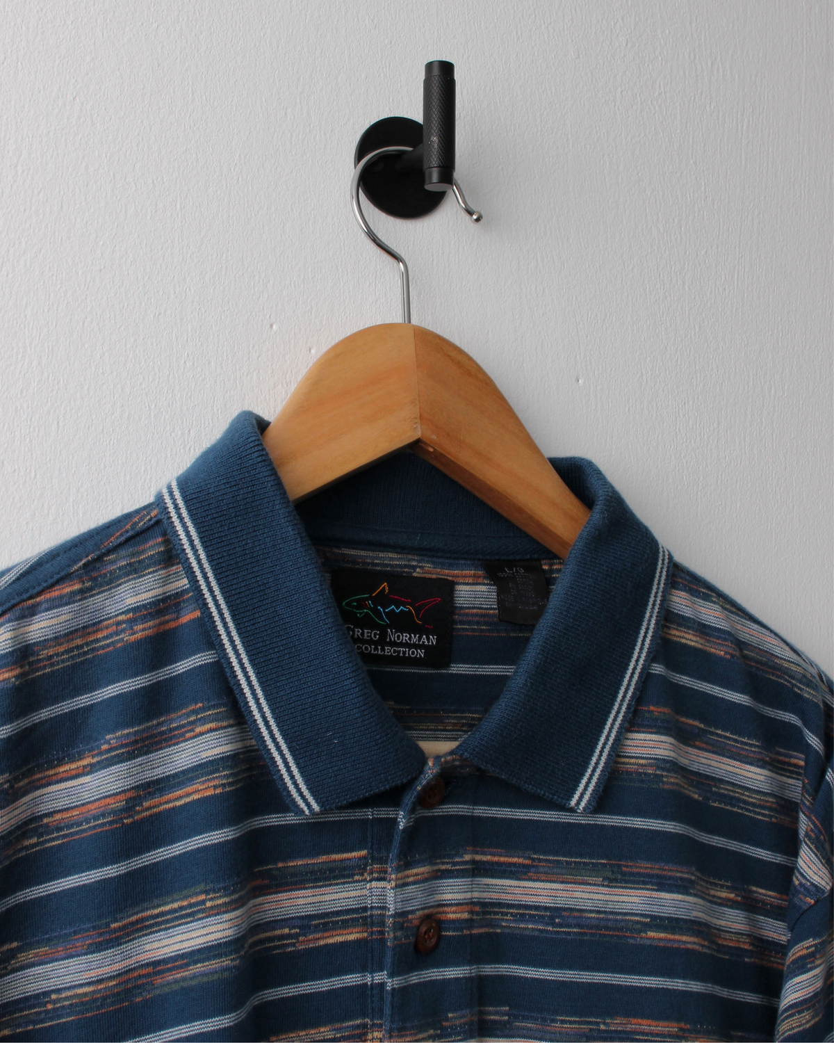 90s Greg Norman Blue Abstract Striped Polo (XL)