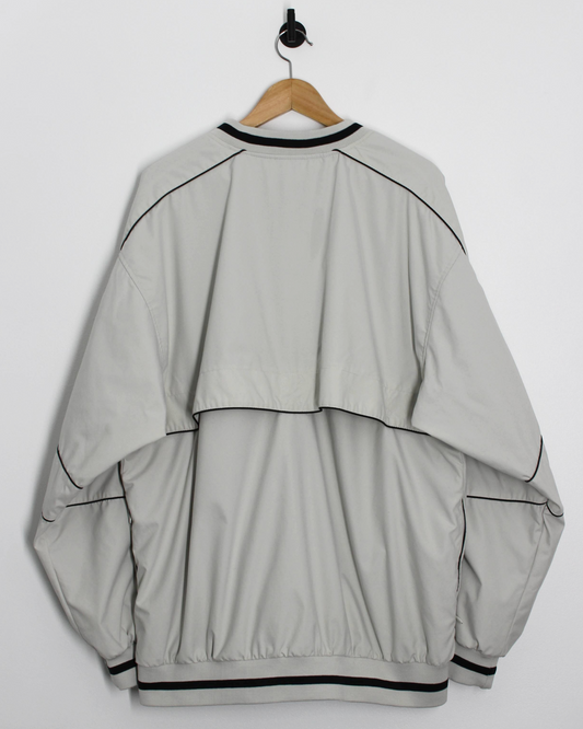 90s Nike Cream/Black V-Neck Windbreaker (XL)