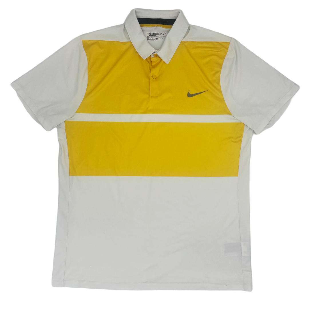 Nike Golf White Yellow Polo Shirt XL