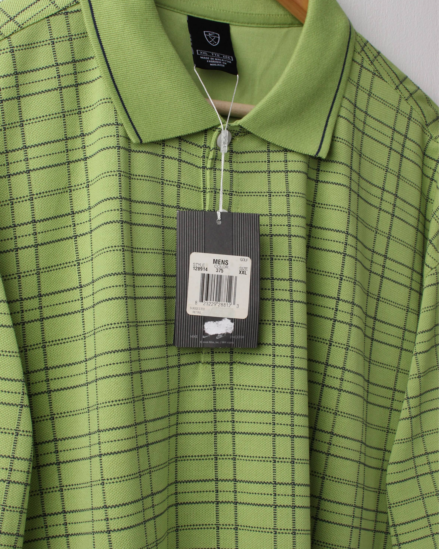 00s Nike Green Chequered Polo with Tags (XXL)