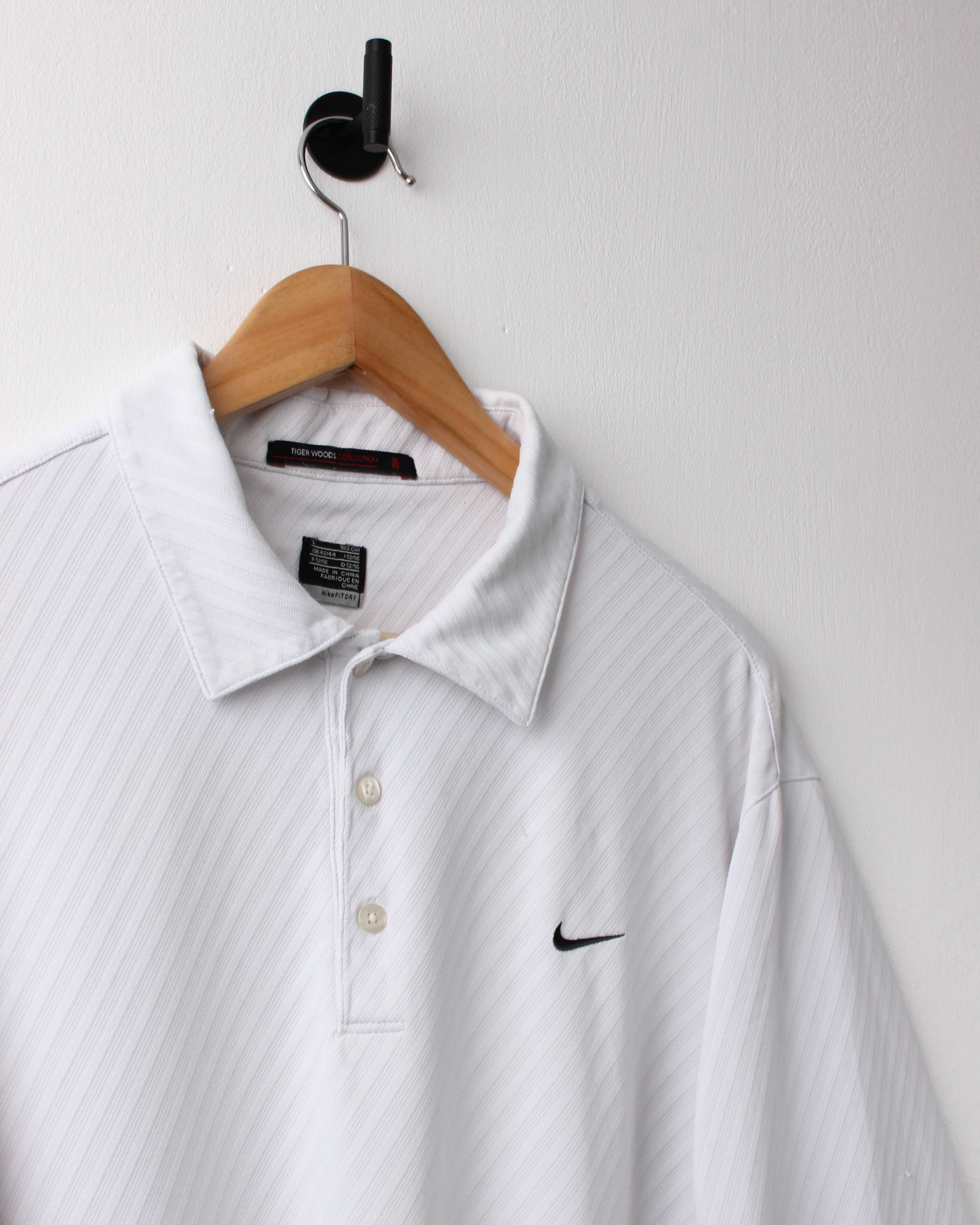 00s Nike Tiger Woods White Textured Polo (L)
