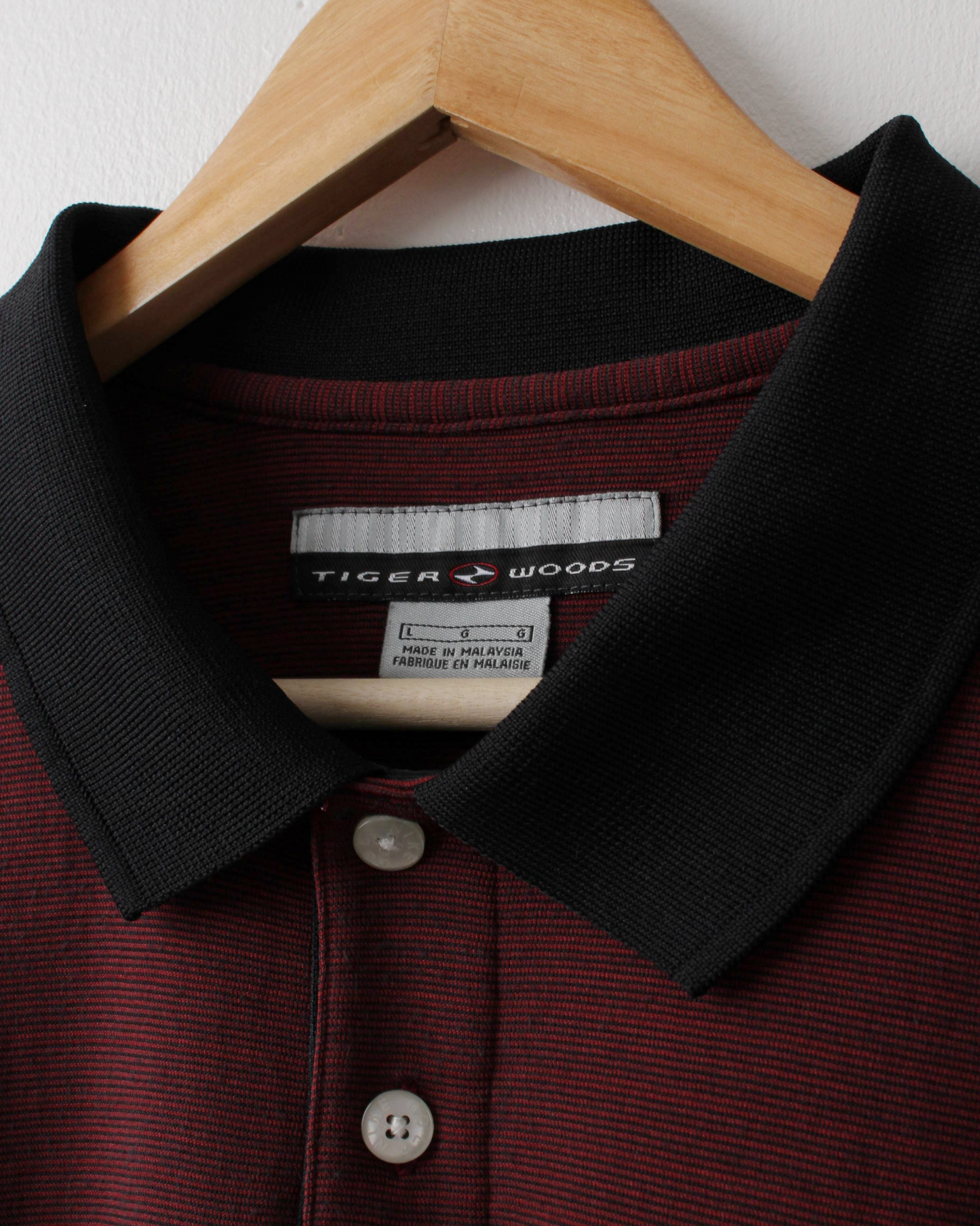90s Nike Tiger Woods Burgundy & Black Polo (L)