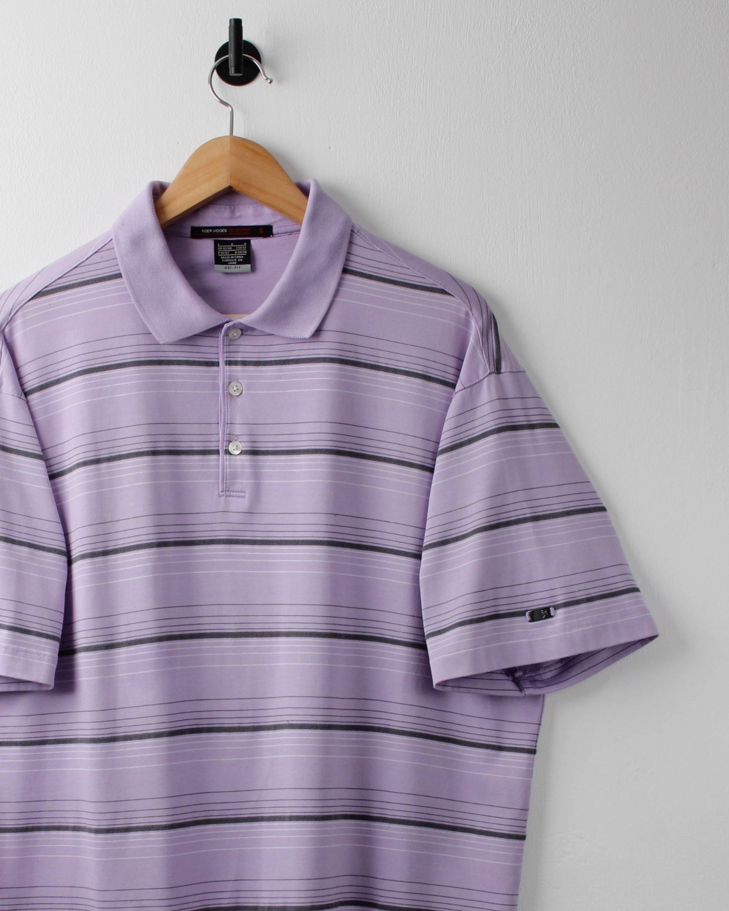 00s Nike Tiger Woods Lilac Striped Polo (L)