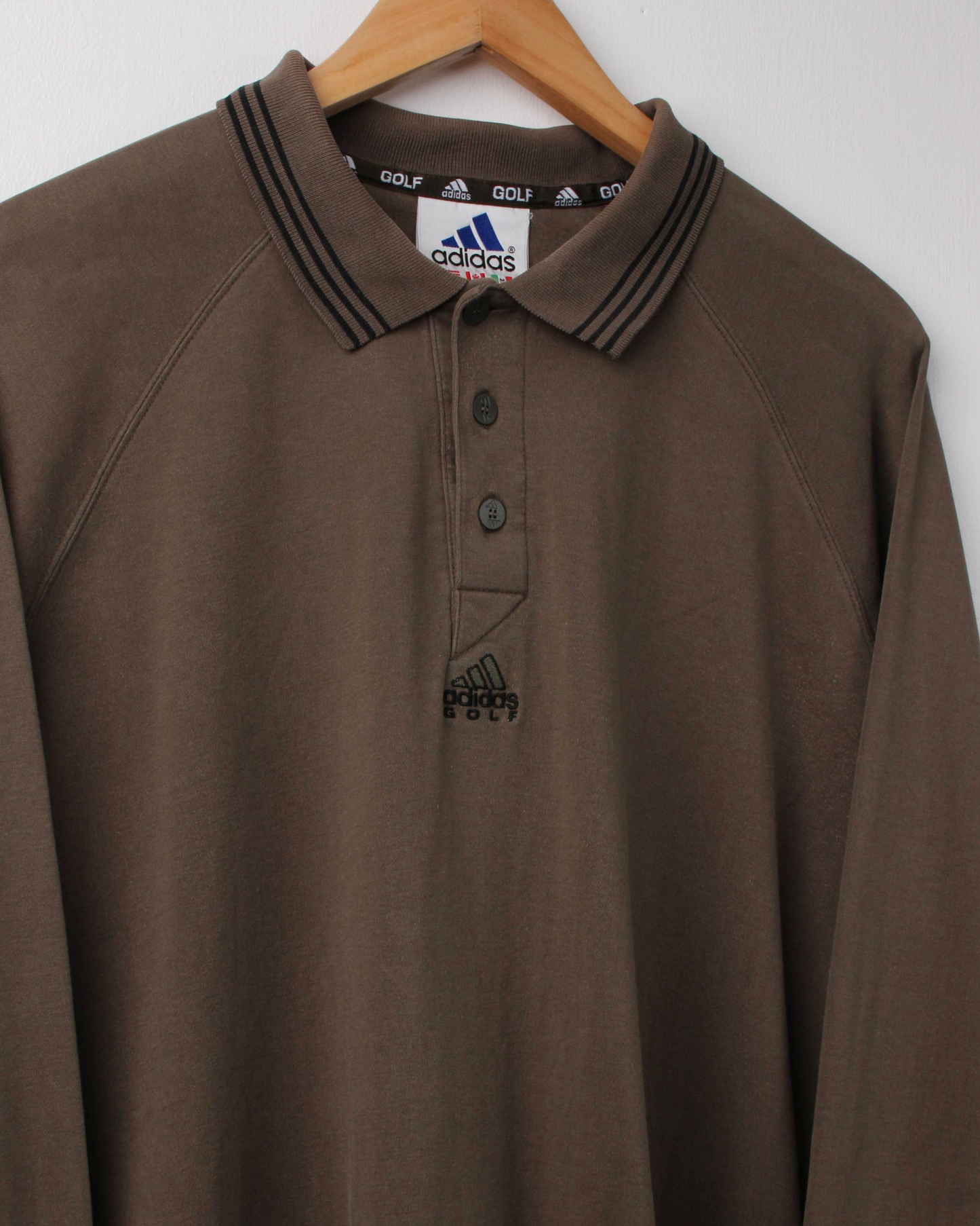 00s Adidas Brown Long Sleeve Polo (L)