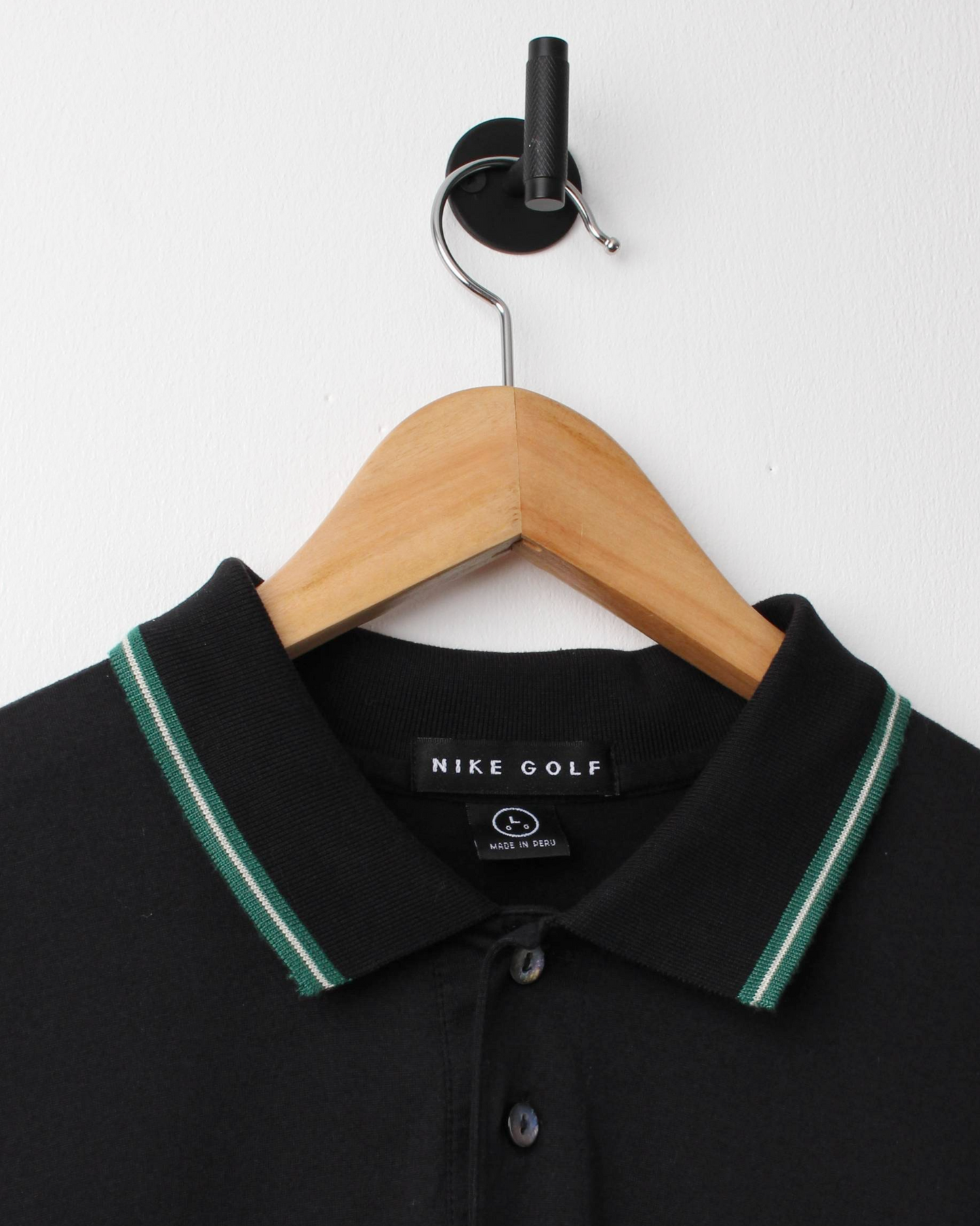 90s Nike Black/Green Polo (XL)