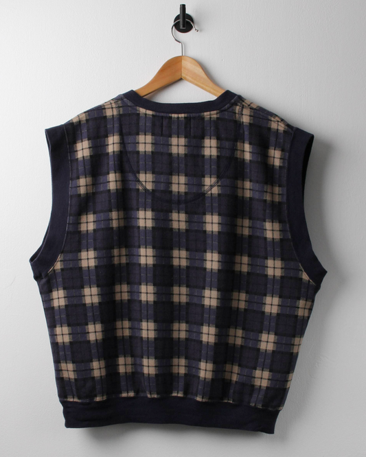90s Pebble Beach Navy Plaid Golf Vest (M)