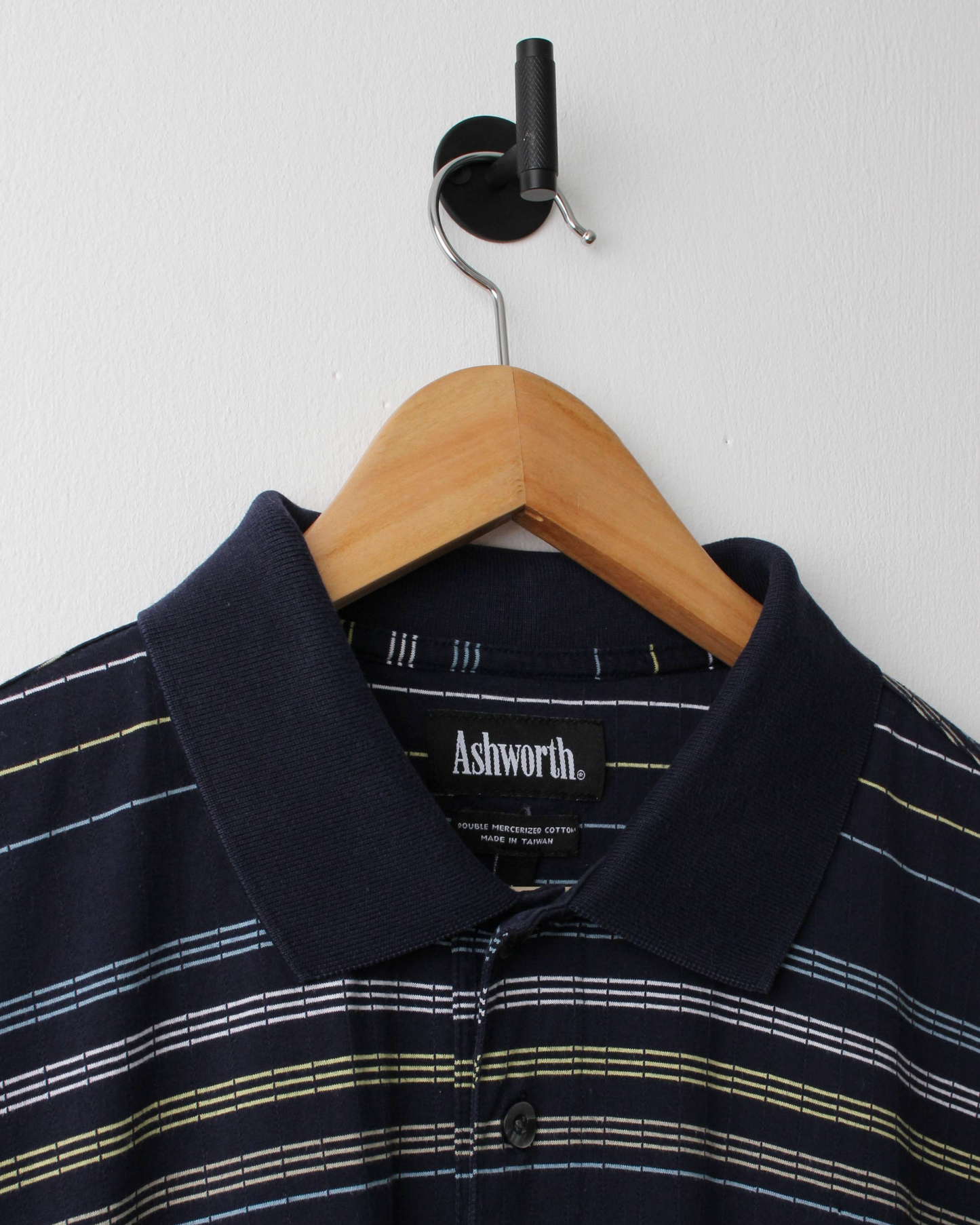 90s Ashworth Navy Striped Polo (XL)
