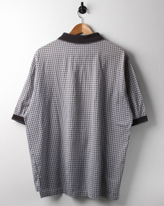 00s Nike Grey & White Geometric Polo (L)