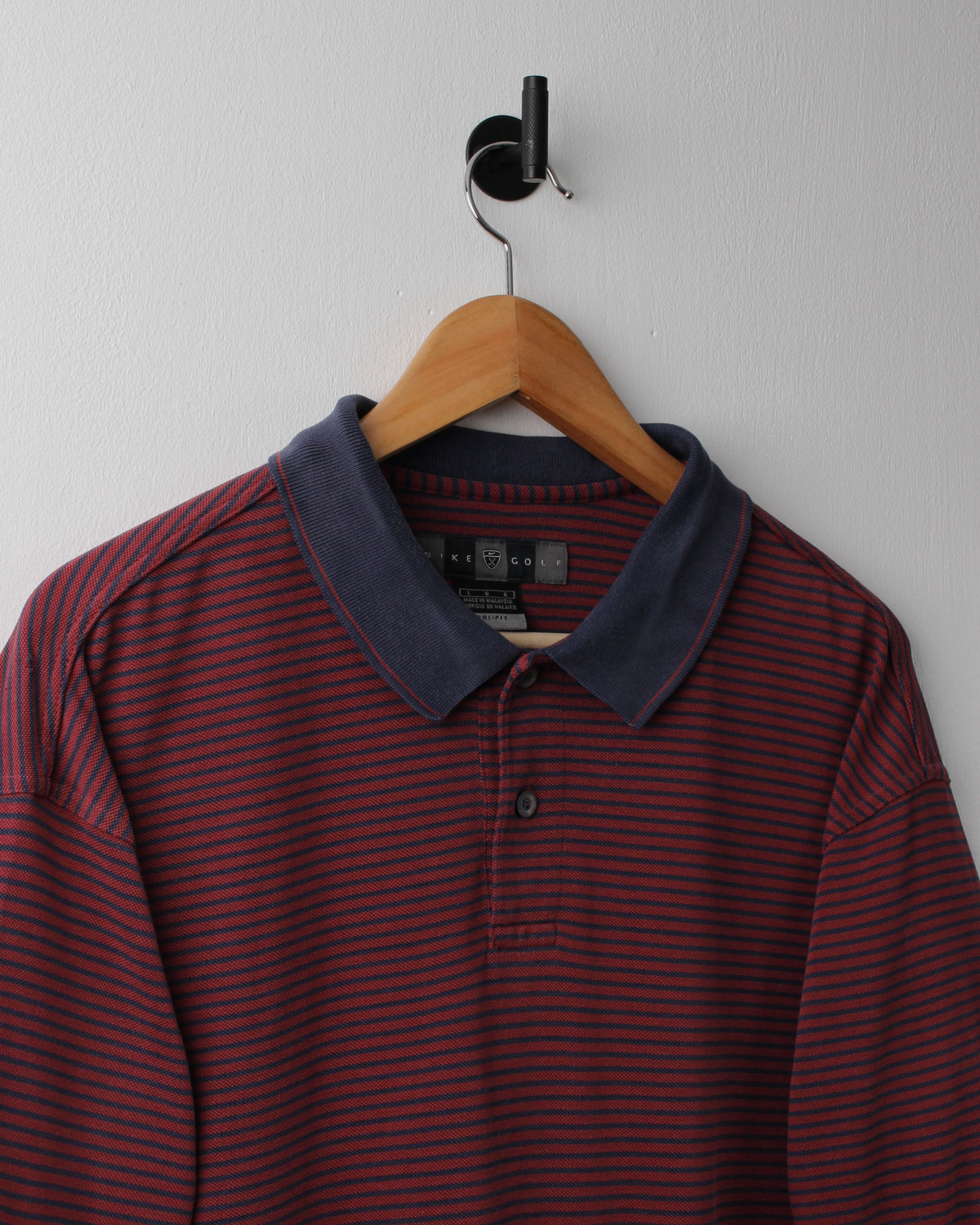 00s Nike Burgundy & Navy Striped Polo (L)