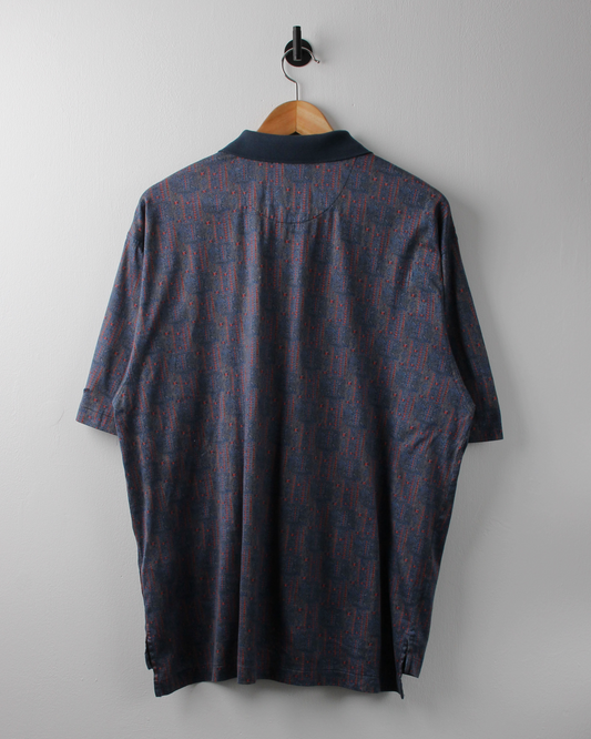 90s Nike Blue & Red Abstract Polo (L)