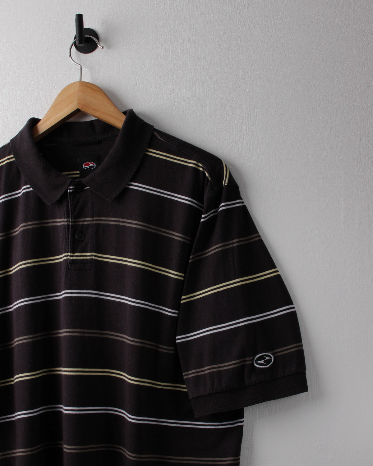 90s Nike Tiger Woods Yin Yang Black Striped Polo (L)