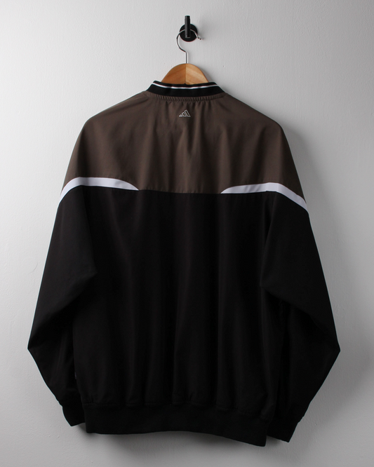 90s Adidas Khaki & Black Centre Logo Windbreaker (M)