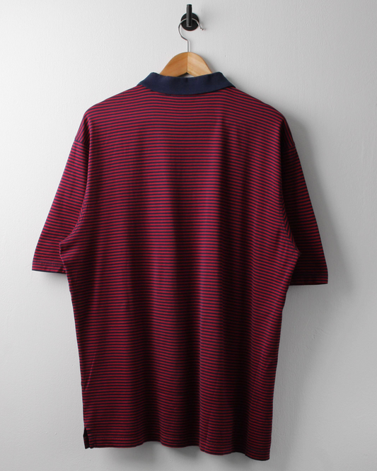 00s Masters Amen Corner Burgundy & Navy Striped Polo (L)