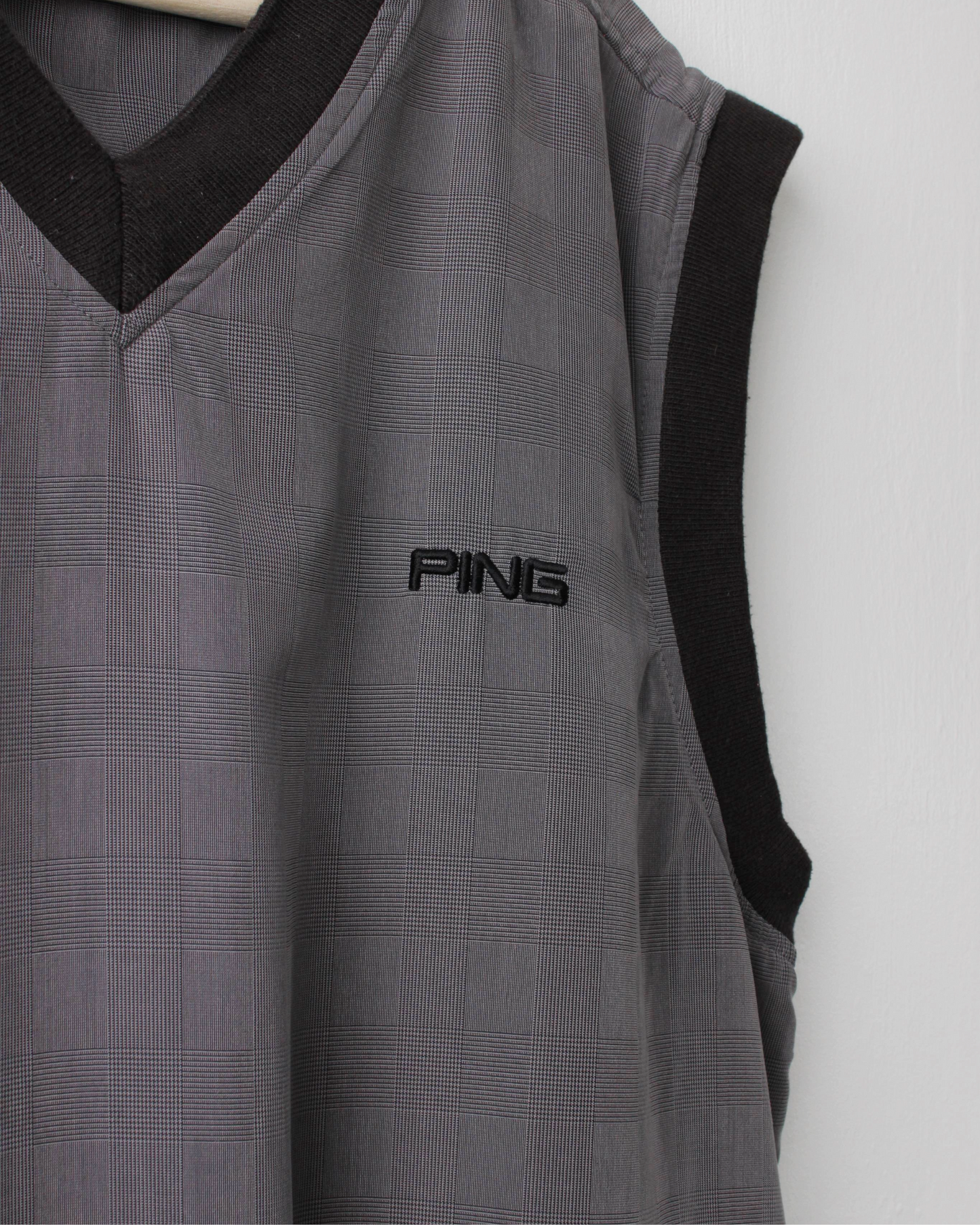 00s Ping Grey Patterned Windbreaker Golf Vest (M)