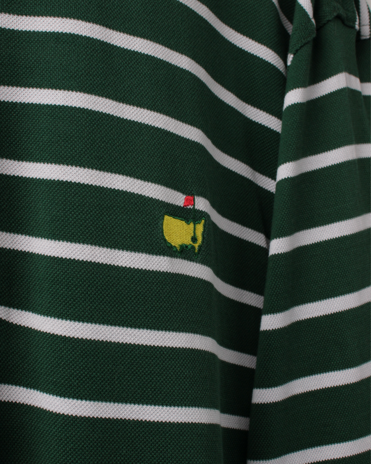 00s Masters Dark Green & White Striped Polo (L)