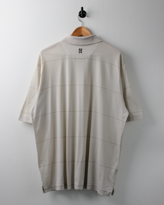 00s Nike Tiger Woods Cream Striped Polo (XL)