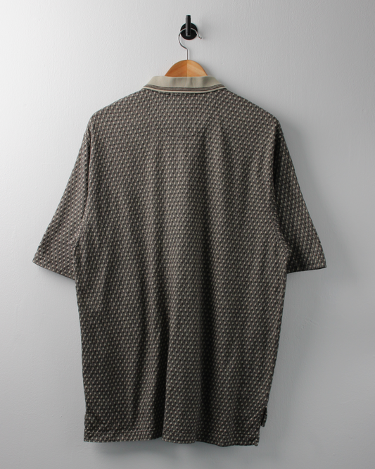 90s Nike Black & Cream Geometric Polo (L)